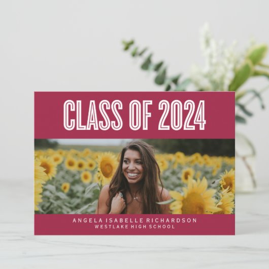 DAPPER CHIQUE KLASSE VAN 2024 AFSTUDEREN INVITATIO KAART (Staand voorkant)