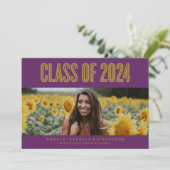 DAPPER CHIQUE KLASSE VAN 2024 AFSTUDEREN INVITATIO KAART (Staand voorkant)