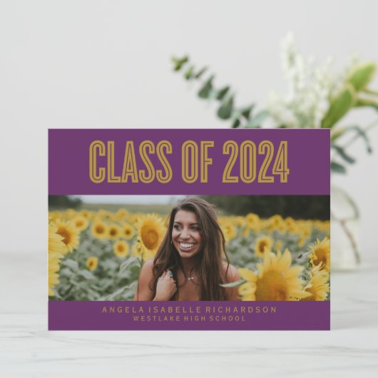 DAPPER CHIQUE KLASSE VAN 2024 AFSTUDEREN INVITATIO KAART (Staand voorkant)