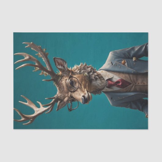 Dapper Deer Decoupage |  Woodland Gentleman Tissuepapier (Voorkant)