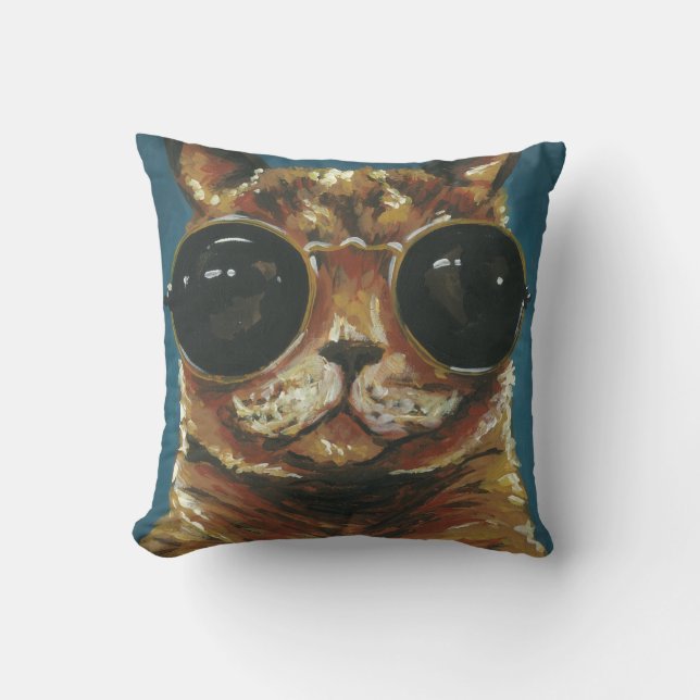 Dapper Dier | Kitten Met Zonnebril Kussen (Voorkant)