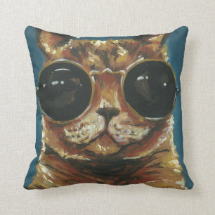 Dapper Dier   Kitten Met Zonnebril Kussen