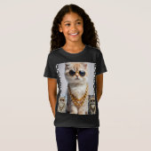 Dapper Dier | Kitty In Zonnebril – Gepersonalisee T-shirt (Voorkant volledig)