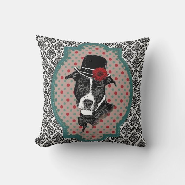 Dapper Dog - Oude tijdverkorting Bull Kussen (Voorkant)