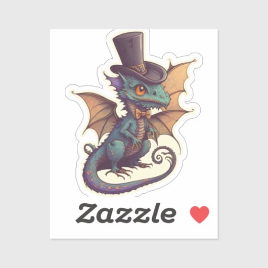 Dapper Dragon in een top-hoed Sticker (Vel)