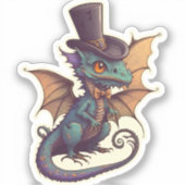 Dapper Dragon in een top-hoed Sticker (Voorkant)