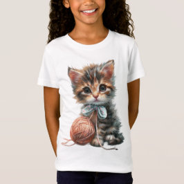 Dapper en lief kitten met een charmante nekboog t-shirt