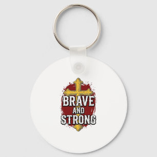 Dapper en Sterk Vintage Kruis Shirt Ontwerp_1 Sleutelhanger