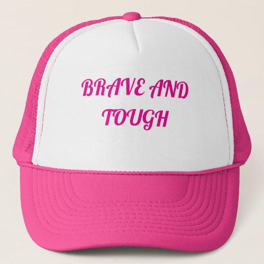 "DAPPER EN STOER" ROZE/WITTE HOED TRUCKER PET (Voorkant)