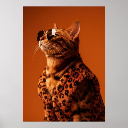 Dapper Feline Portrait - Cool Cat in Sunglasses Poster (Voorkant)