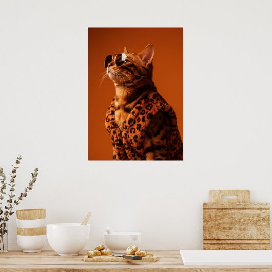 Dapper Feline Portrait - Cool Cat in Sunglasses Poster (Keuken)