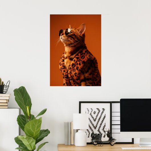 Dapper Feline Portrait - Cool Cat in Sunglasses Poster (Thuiskantoor)