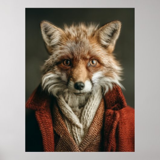 Dapper Fox in gezellige stijl Poster (Voorkant)