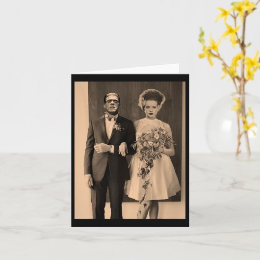 Dapper Frankenstein Wedding Day - Monster Halowee Kaart (Gele Bloem)