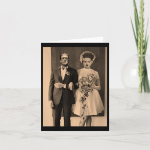 Dapper Frankenstein Wedding Day - Monster Halowee Kaart