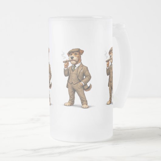 Dapper Gentleman Dog Glass Matglas Bierpul (Voorkant rechts)
