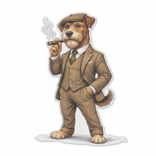 Dapper Gentleman Dog Sticker (Voorkant)