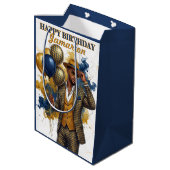 Dapper Gentleman Mustard and Navy Birthday Medium Cadeauzakje (Achterkant Gekanteld)