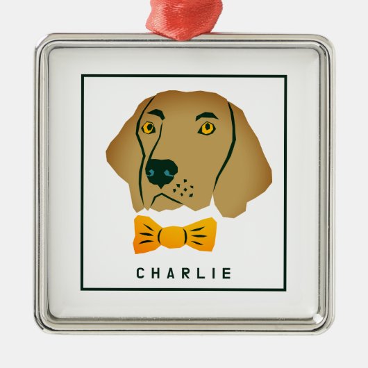 Dapper Golden Retriever Dog Custom Metalen Ornament (Voorkant)