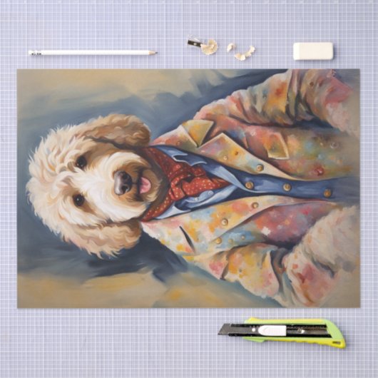 Dapper gouden Doodle in stijlvolle kleding Tissuepapier (Craft)