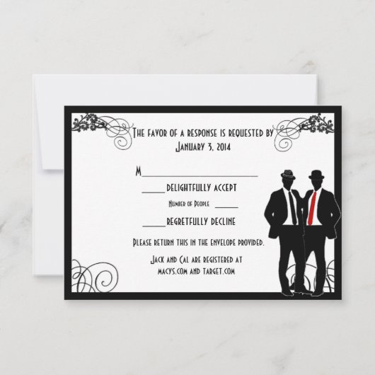 Dapper Grooms Custom RSVP-kaarten RSVP Kaartje (Achterkant)