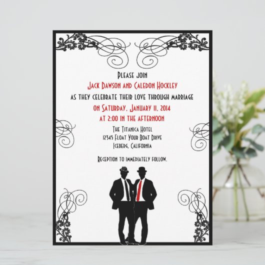 Dapper Grooms Custom Wedding Invitations Kaart (Staand voorkant)