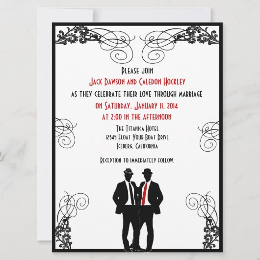 Dapper Grooms Custom Wedding Invitations Kaart (Voorkant)