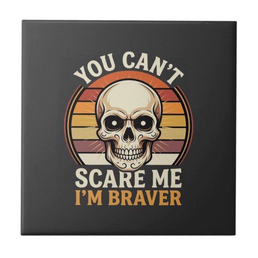 Dapper Halloween-schedel Retro Horror Design_1 Tegeltje (Voorkant)