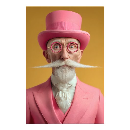 Dapper heer in roze foto afdruk (Voorkant)
