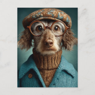Dapper hondje in de winter Draag Briefkaart