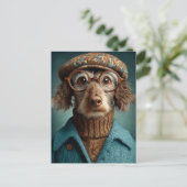 Dapper hondje in de winter Draag Briefkaart (Staand voorkant)