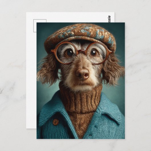 Dapper hondje in de winter Draag Briefkaart (Voorkant / Achterkant)