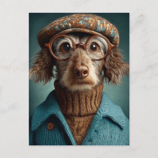 Dapper hondje in de winter Draag Briefkaart (Voorkant)