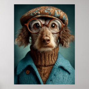 Dapper hondje in de winter Draag Poster