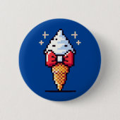 Dapper Ice Cream - Schattige Pixel Art Dessert Des Ronde Button 5,7 Cm (Voorkant)
