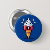 Dapper Ice Cream - Schattige Pixel Art Dessert Des Ronde Button 5,7 Cm (Voorkant /achterkant)