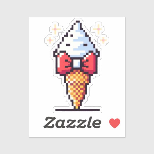 Dapper Ice Cream - Schattige Pixel Art Dessert Des Sticker (Vel)