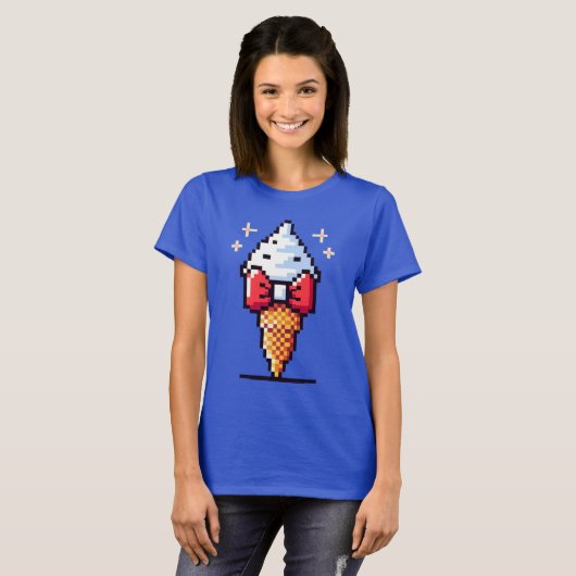 Dapper Ice Cream - Schattige Pixel Art Dessert Des T-shirt (Voorkant volledig)