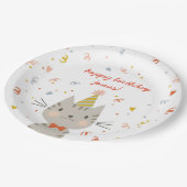 Dapper Kat Verjaardagsfeestje Papieren Bordje (Gekanteld)