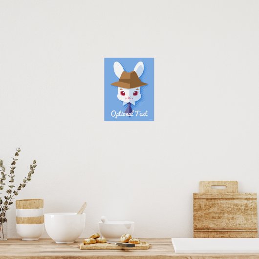 Dapper Kawaii White Rabbit Poster (Keuken)
