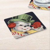 Dapper Kerstsnowman Kartonnen Onderzetters (Schuin)