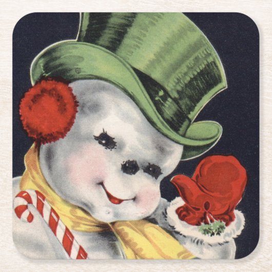 Dapper Kerstsnowman Kartonnen Onderzetters (Voorkant)