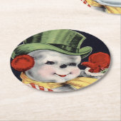 Dapper Kerstsnowman Ronde Kartonnen Onderzetter (Gebogen)