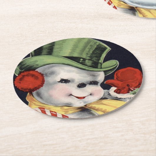 Dapper Kerstsnowman Ronde Kartonnen Onderzetter (Gebogen)