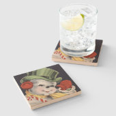 Dapper Kerstsnowman Stenen Onderzetter (Zijkant)