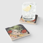 Dapper Kerstsnowman Stenen Onderzetter (Zijkant)