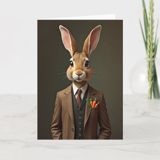 Dapper Konijn Portret Kunstkaart Kaart (Voorkant)