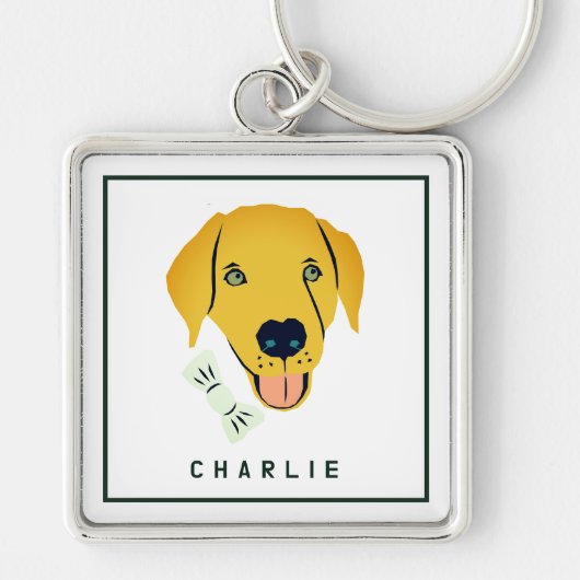 Dapper Labrador Dog Custom Sleutelhanger (Voorkant)