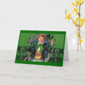 Dapper Leprechaun  St. Patrick's Day Kaart (Gele Bloem)