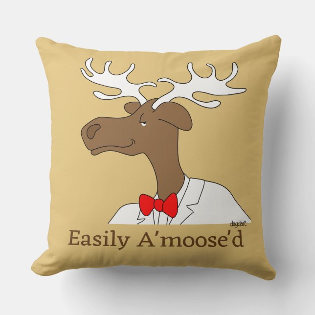 Dapper Moose Whimsical Kussen (Voorkant)